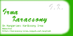 irma karacsony business card